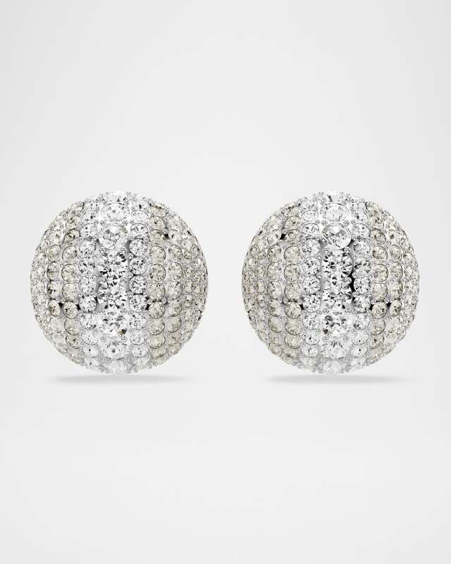 Sublima Rhodium-Plated Half Dome Pave Crystal Earrings